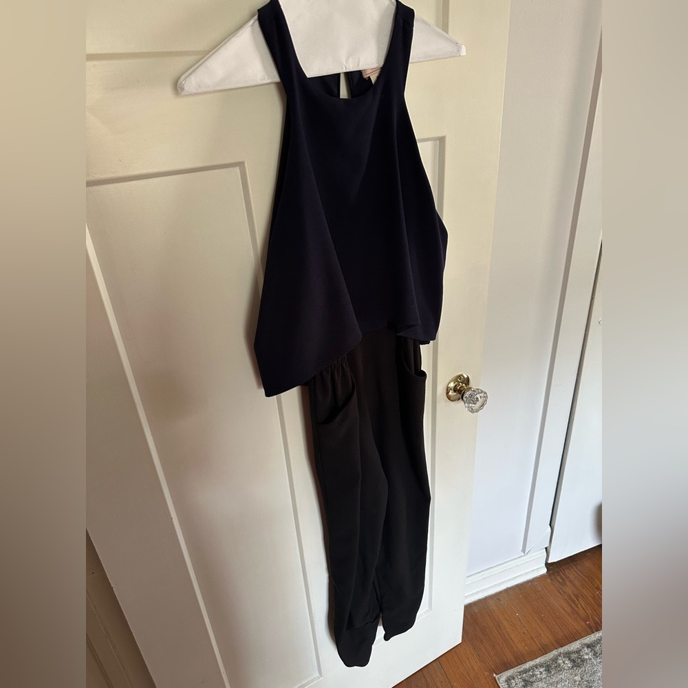 Love..Ady Popover Shirred Leg Jumpsuit Navy & Black